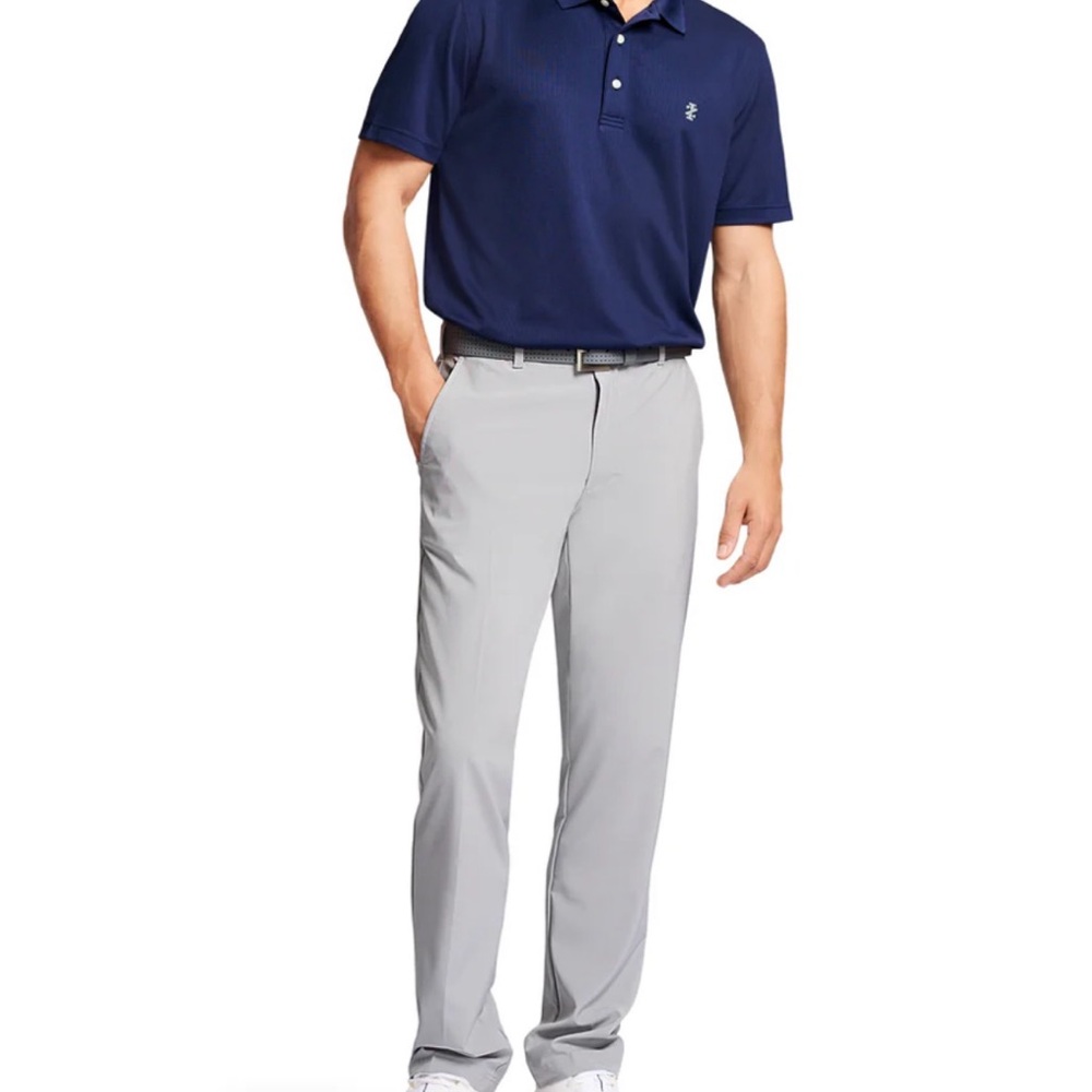 Men's Navy Polo Shirt and Gray Pants